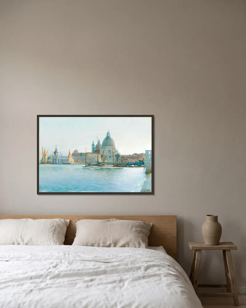 Venezia-Santa Maria Della Salute av Eduard Veith inramad på en vägg