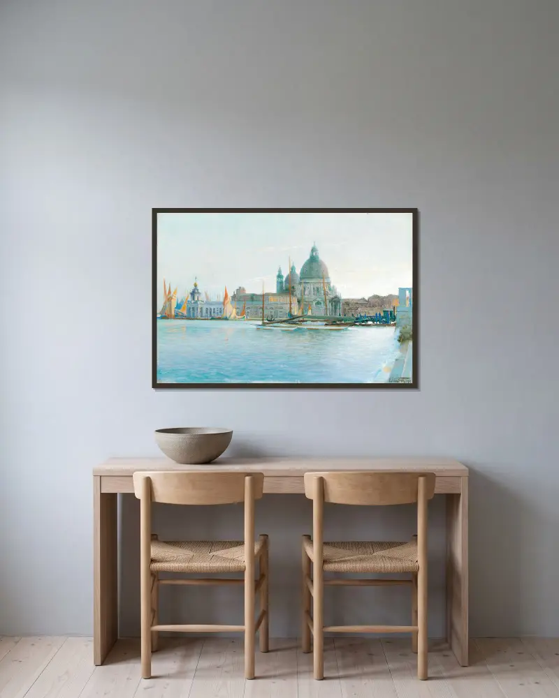 Venezia-Santa Maria Della Salute av Eduard Veith inramad på en vägg