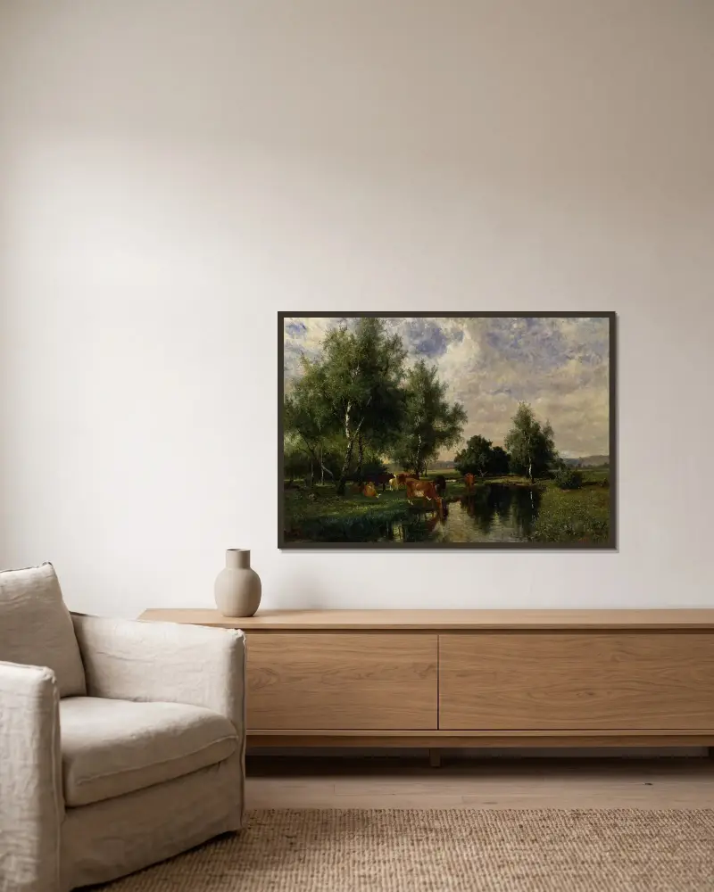 Summer Landscape in Blekinge av Edvard Bergh inramad på en vägg