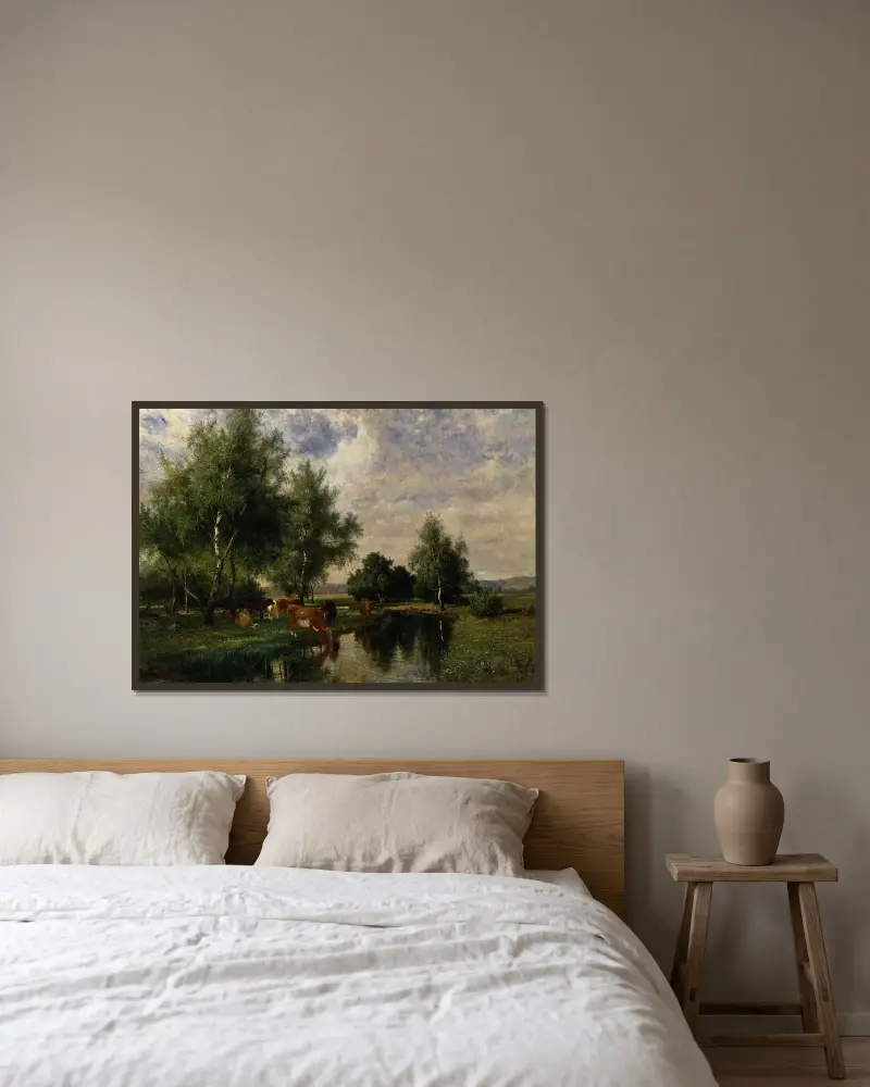 Summer Landscape in Blekinge av Edvard Bergh inramad på en vägg