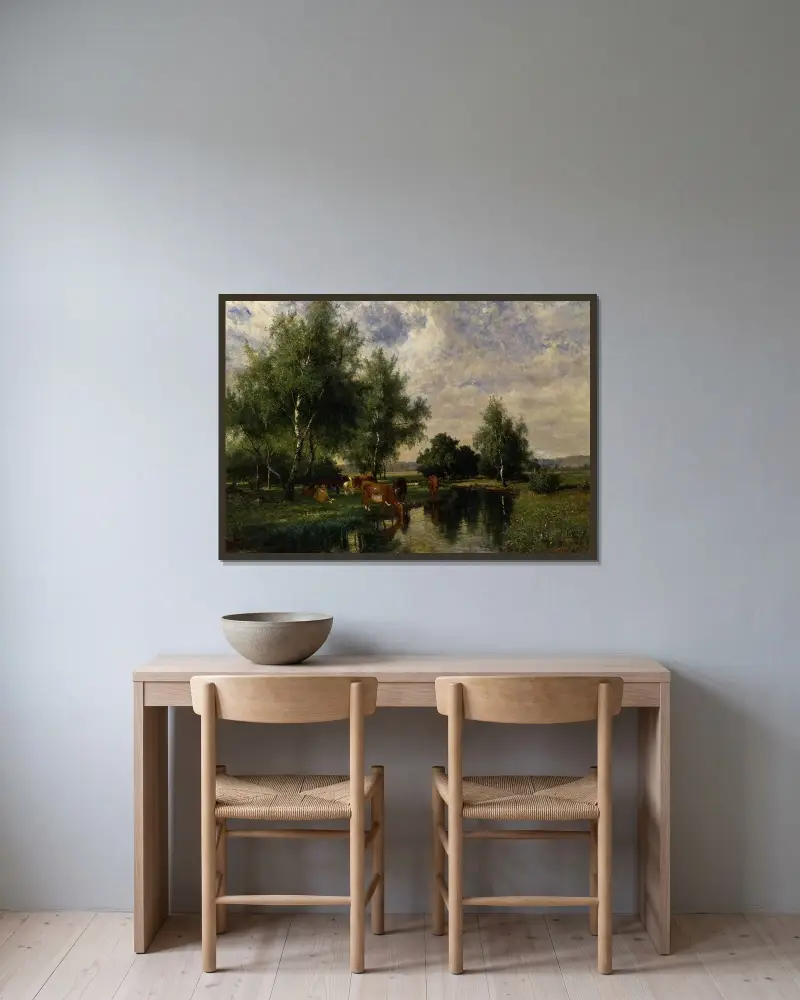 Summer Landscape in Blekinge av Edvard Bergh inramad på en vägg