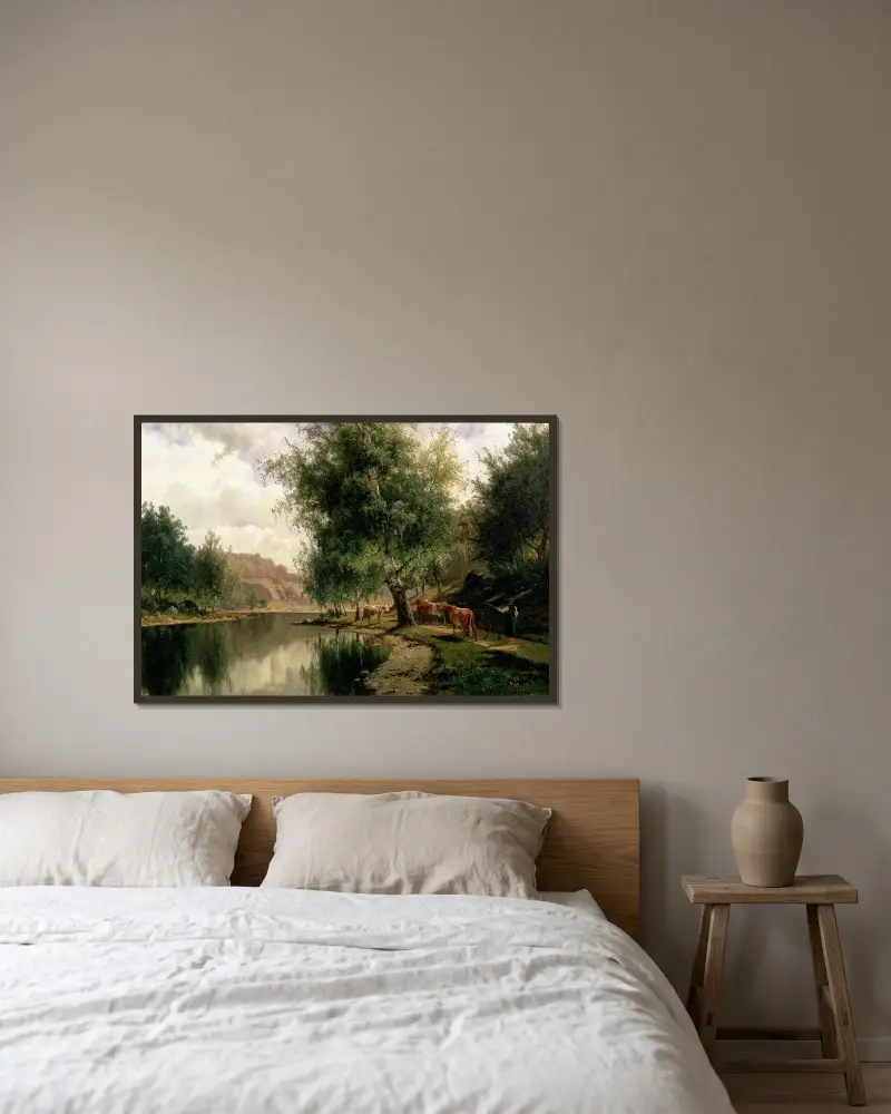 Summer Landscape av Edvard Bergh inramad på en vägg