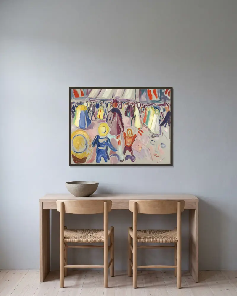 Der 17. Mai in einer kleinen norwegischen Stadt von Edvard Munch gerahmt an einer Wand