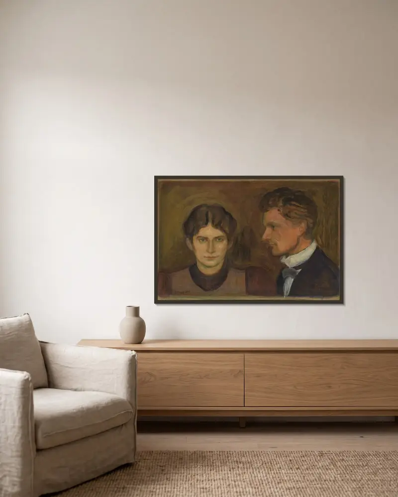 Aase and Harald Nørregaard av Edvard Munch inramad på en vägg