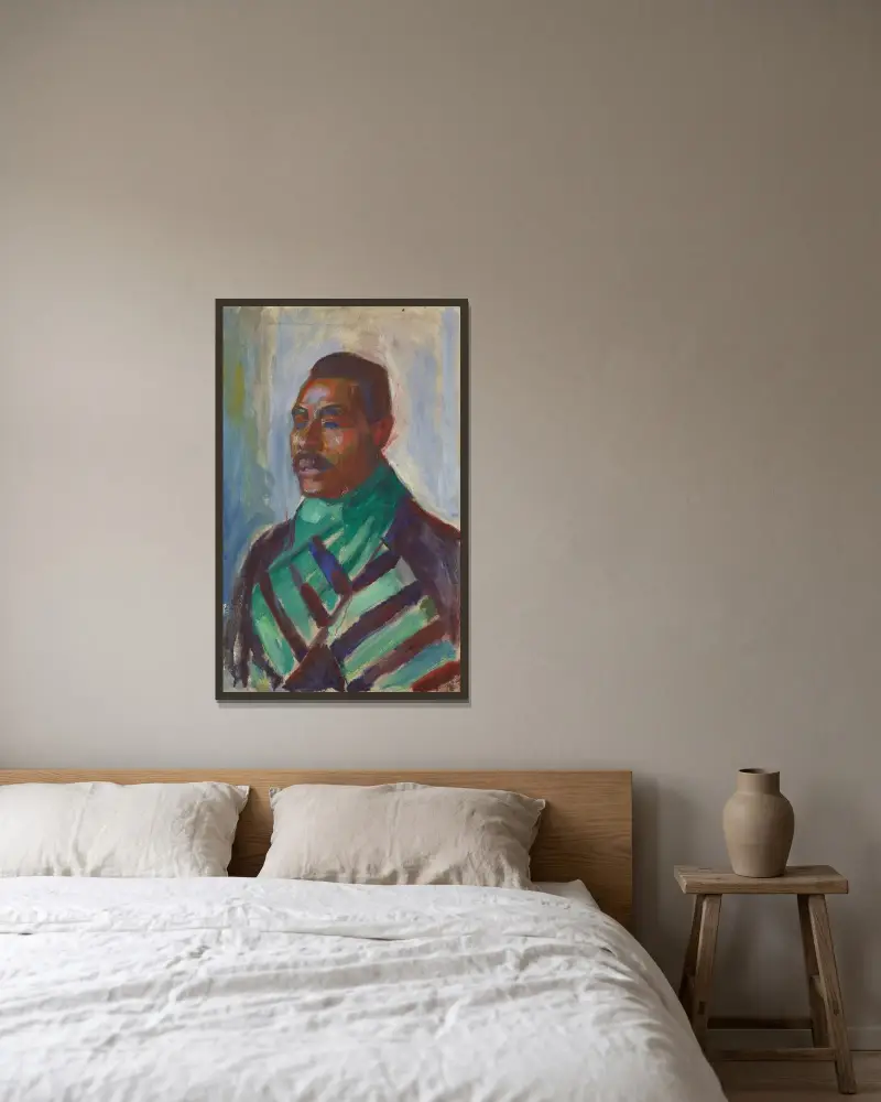 Afrykanin z zielonym szalem, Edvard Munch w ramie na ścianie