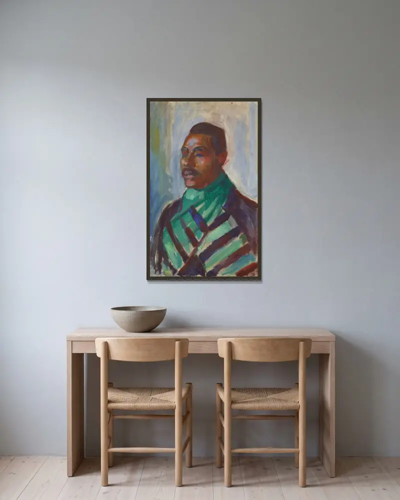Afrykanin z zielonym szalem, Edvard Munch w ramie na ścianie