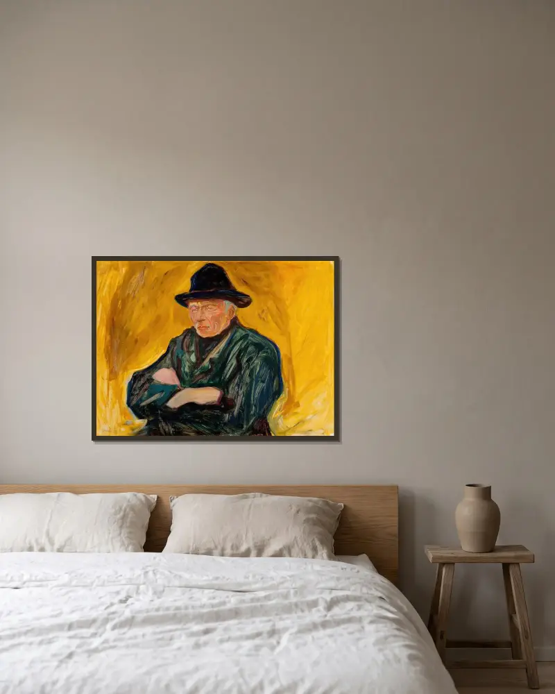Ein alter Mann von Edvard Munch gerahmt an einer Wand