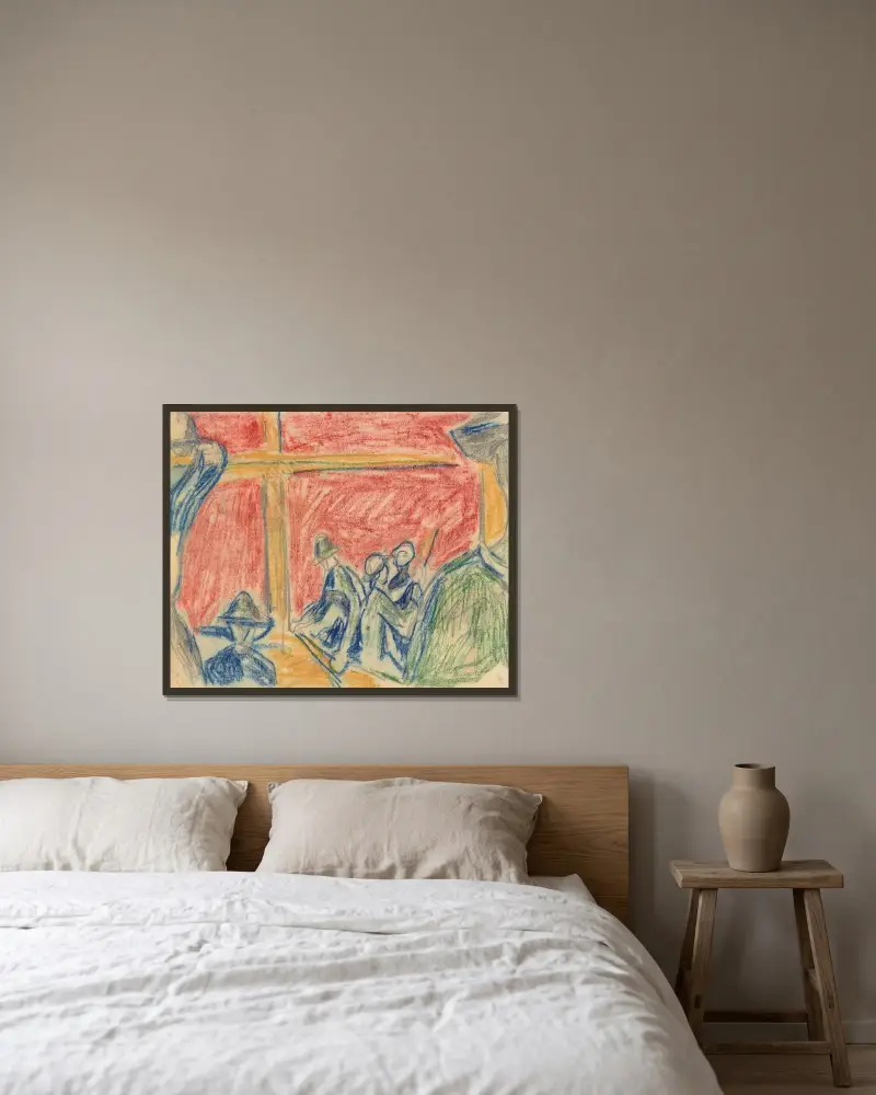 Dělnická scéna, Edvard Munch v rámu na stěně