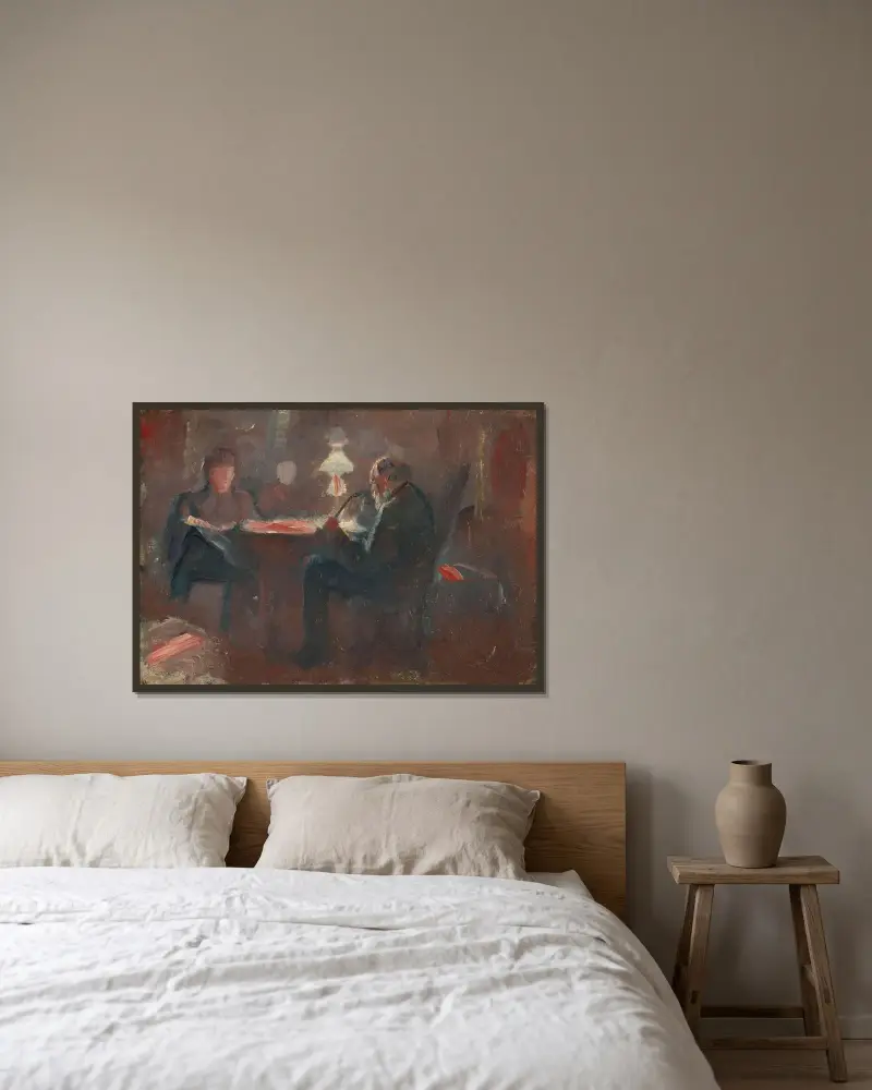 Um die Paraffinlampe von Edvard Munch gerahmt an einer Wand
