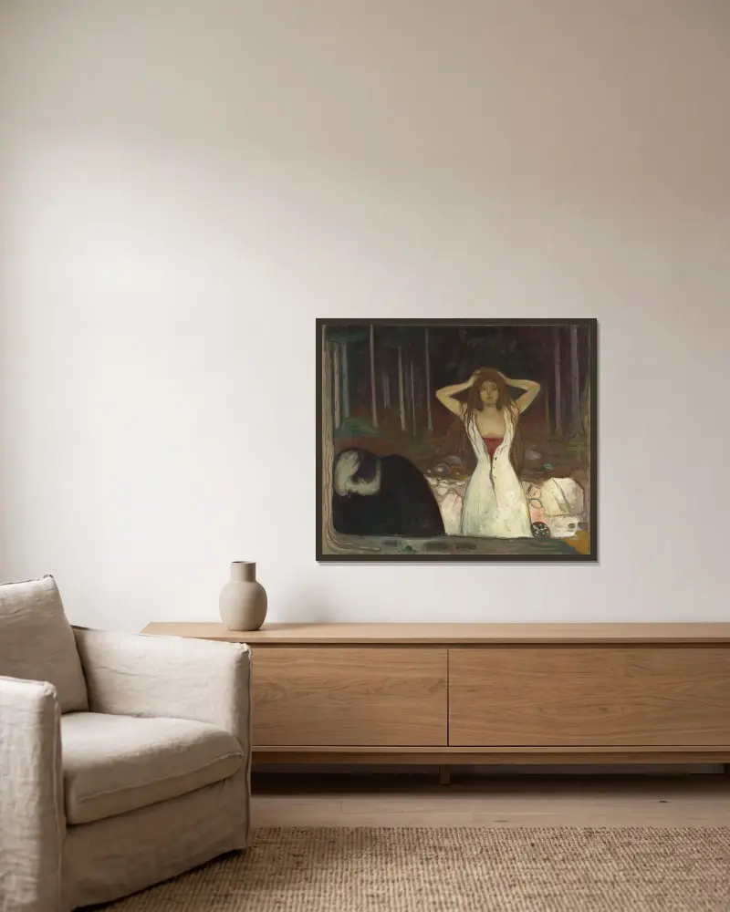 Ashes av Edvard Munch inramad på en vägg