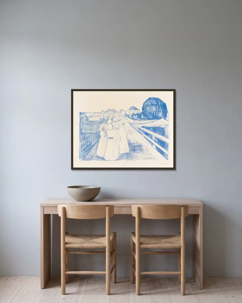 Na mostě, Edvard Munch v rámu na stěně