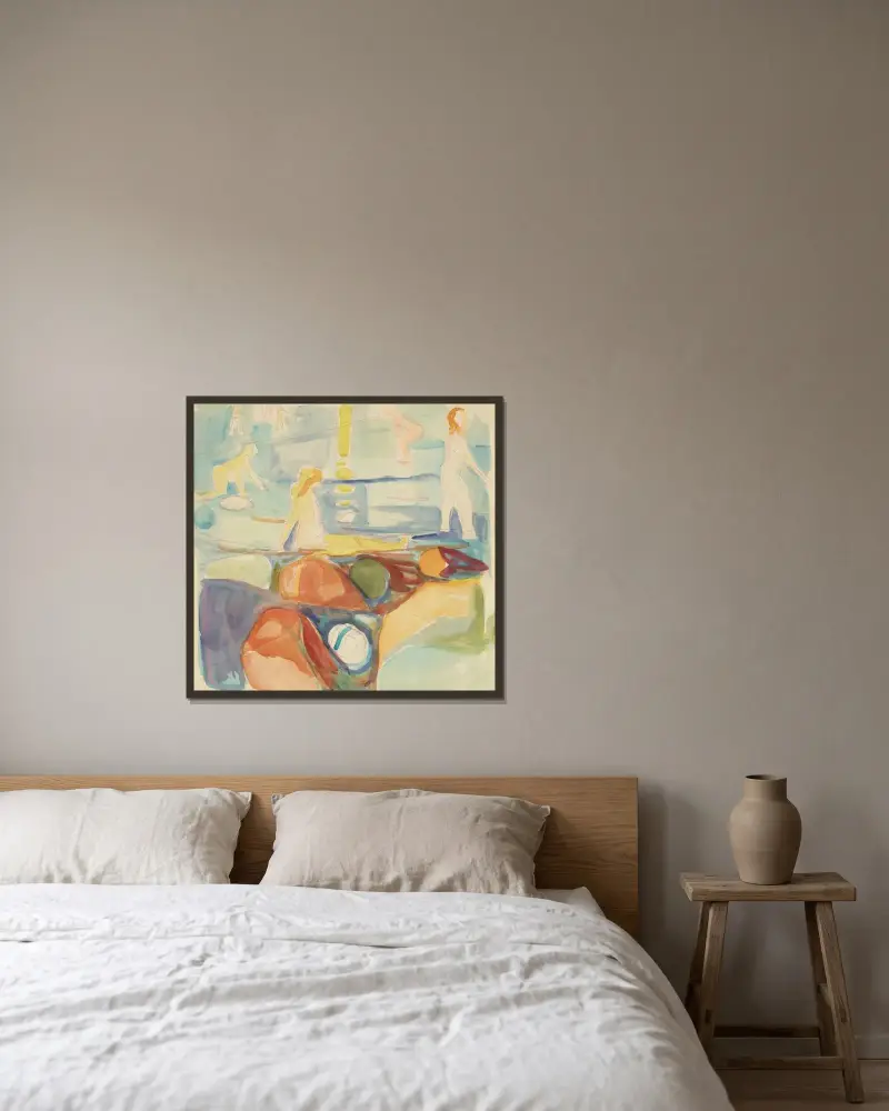 Kąpiące się kobiety, Åsgårdstrand, Edvard Munch w ramie na ścianie