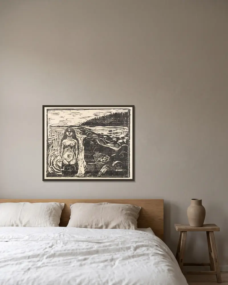 Koupající se žena, Edvard Munch v rámu na stěně