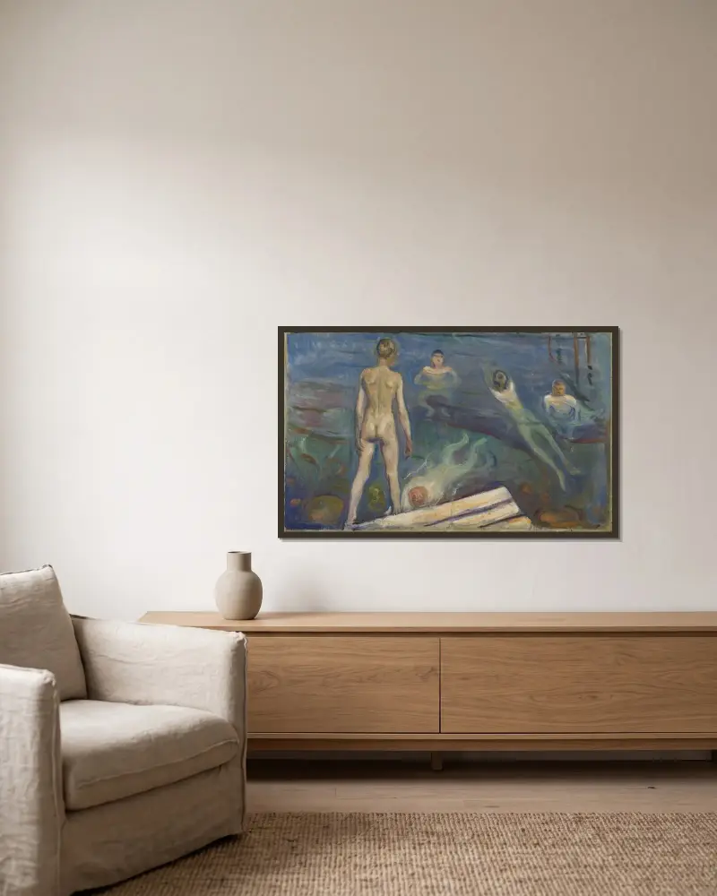 Koupající se chlapci, Edvard Munch v rámu na stěně