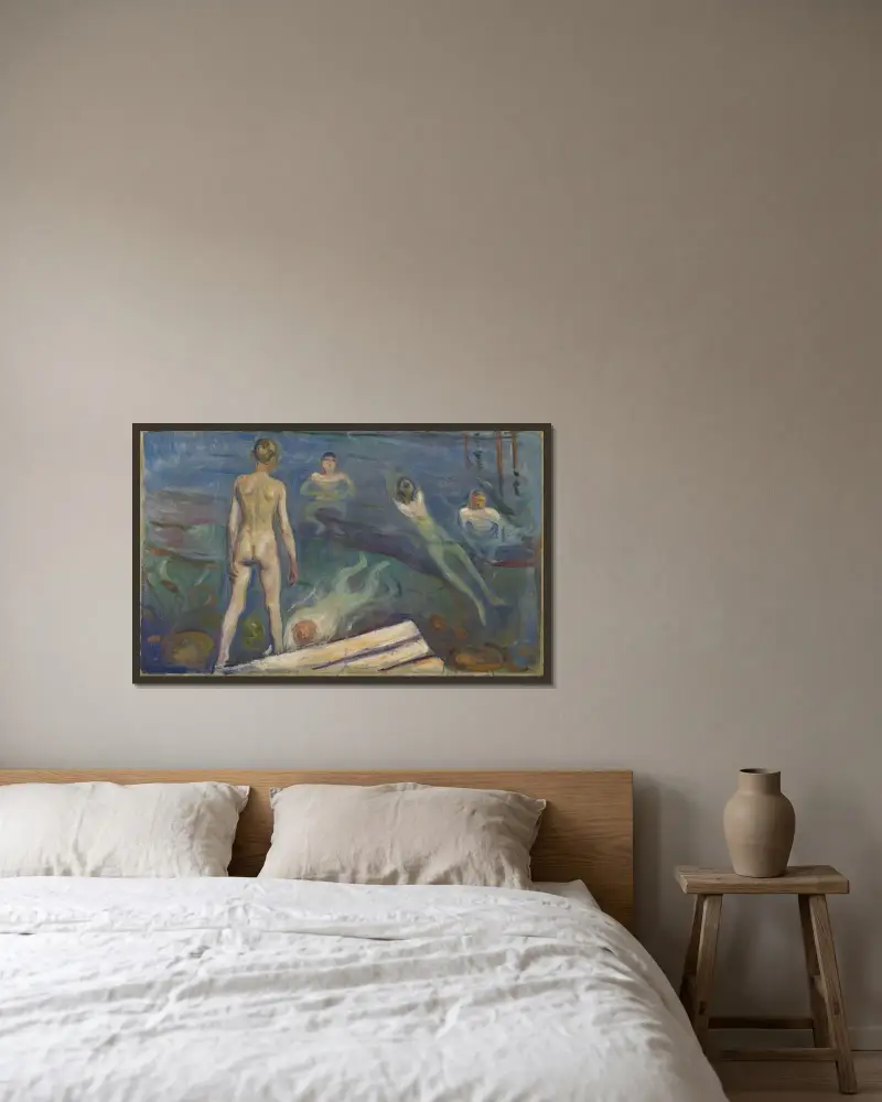 Koupající se chlapci, Edvard Munch v rámu na stěně