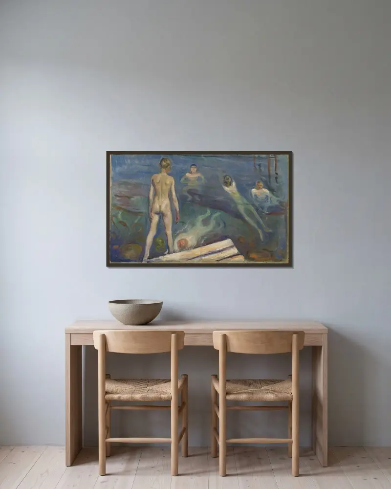 Koupající se chlapci, Edvard Munch v rámu na stěně