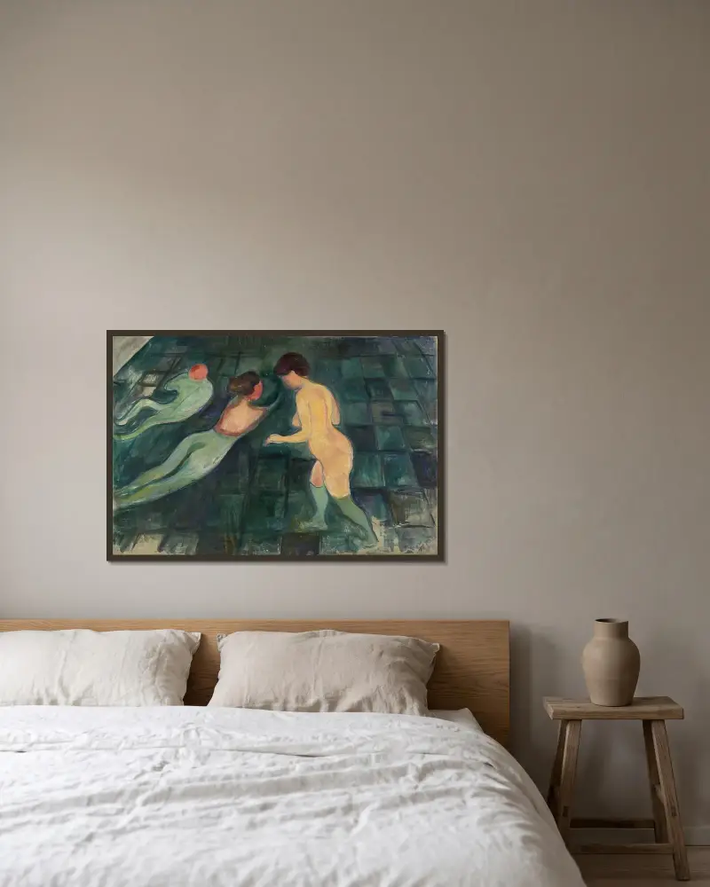 Kąpiące się kobiety, 1896, Edvard Munch w ramie na ścianie