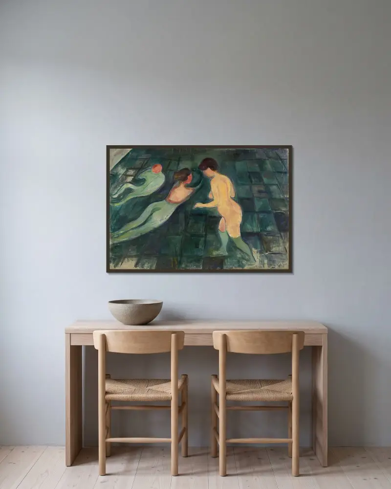 Kąpiące się kobiety, 1896, Edvard Munch w ramie na ścianie