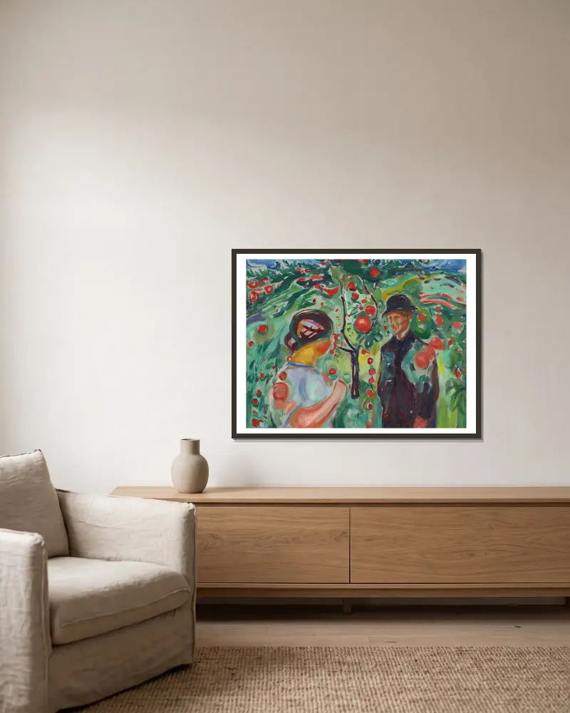 Pod červenými jablky, Edvard Munch v rámu na stěně