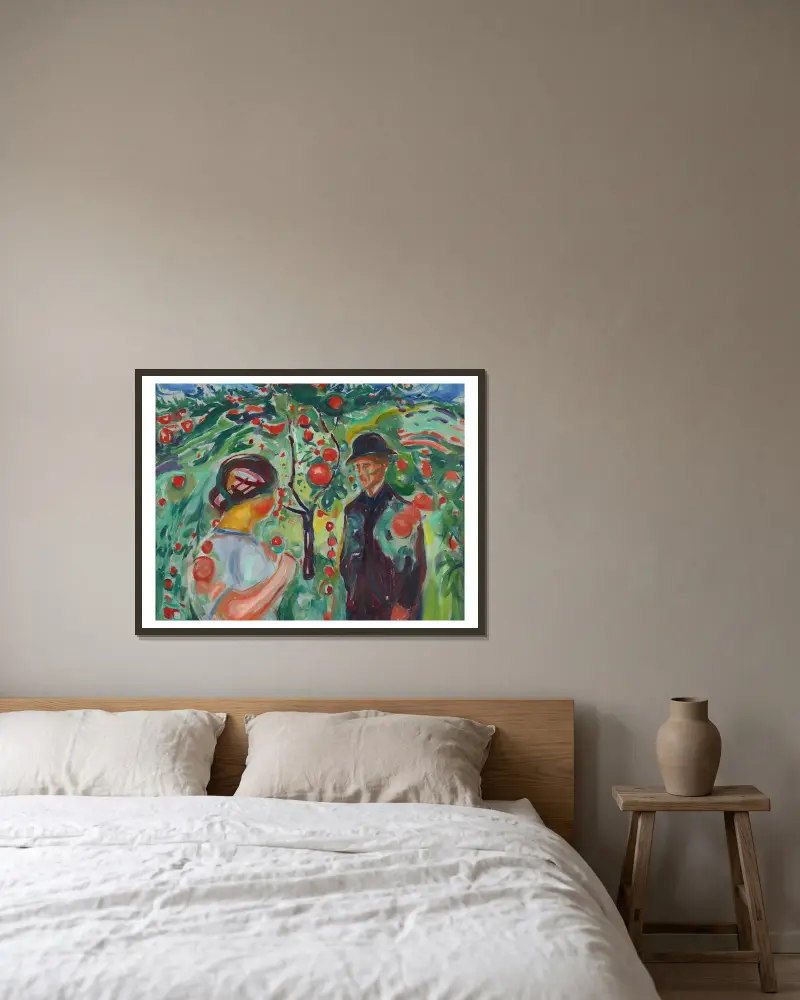 Pod červenými jablky, Edvard Munch v rámu na stěně