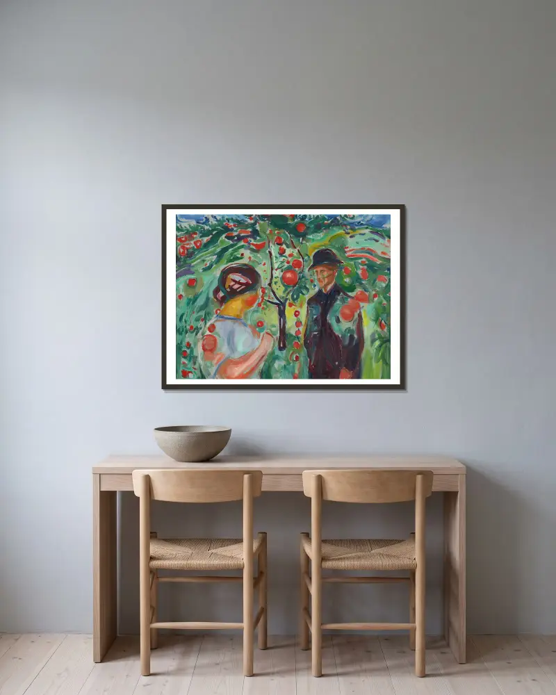 Pod červenými jablky, Edvard Munch v rámu na stěně