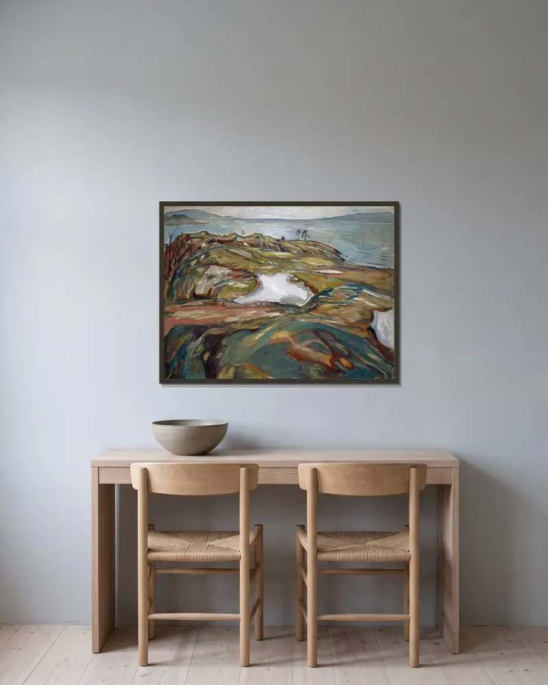 Pejzaż nadmorski, Edvard Munch w ramie na ścianie