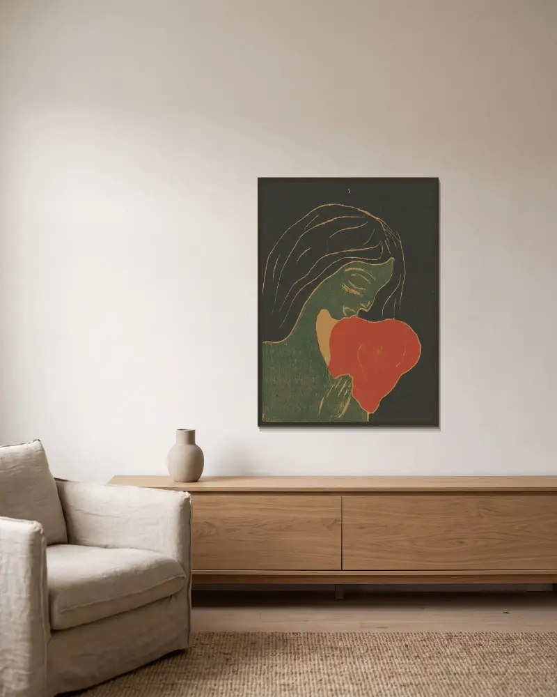 Das Herz von Edvard Munch gerahmt an einer Wand