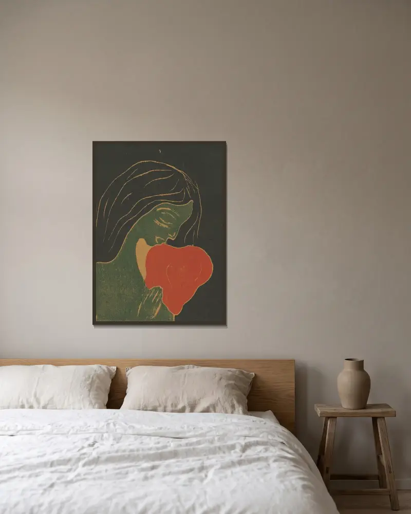 Das Herz von Edvard Munch gerahmt an einer Wand