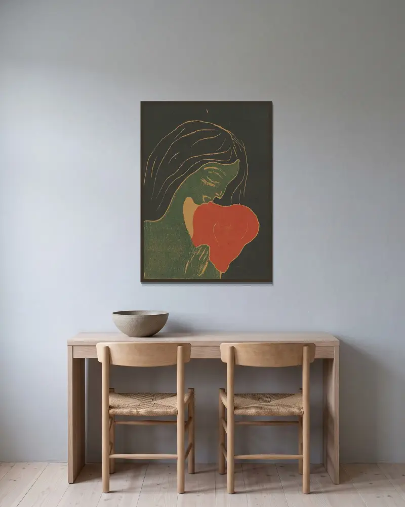 Das Herz von Edvard Munch gerahmt an einer Wand