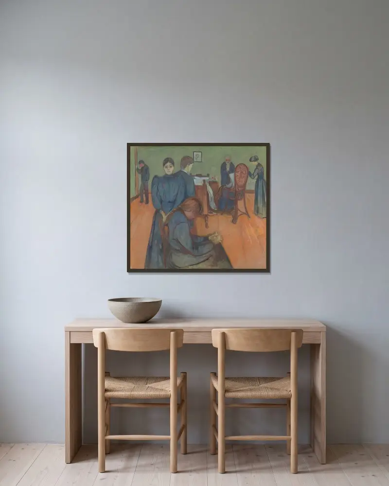 Śmierć w pokoju chorej, 1893, Edvard Munch w ramie na ścianie