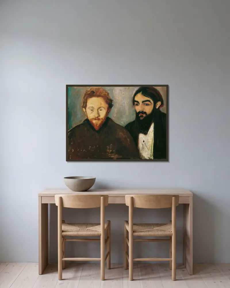 Der Maler Paul Herrmann und der Arzt Paul Contard av Edvard Munch inramad på en vägg