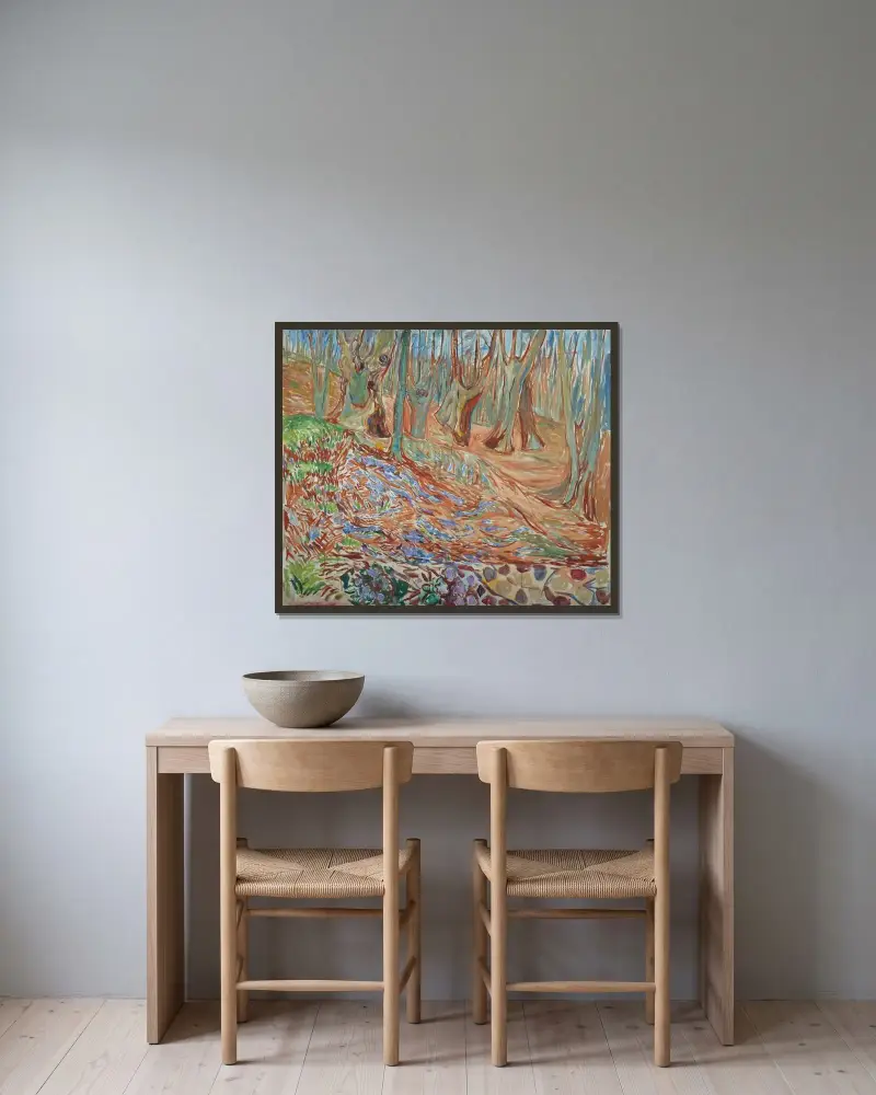 Almový les na jaře, Edvard Munch v rámu na stěně