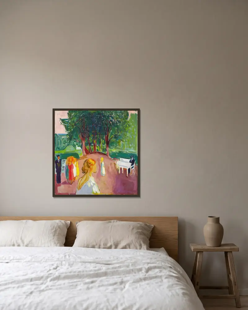 Flirten im Park von Edvard Munch gerahmt an einer Wand