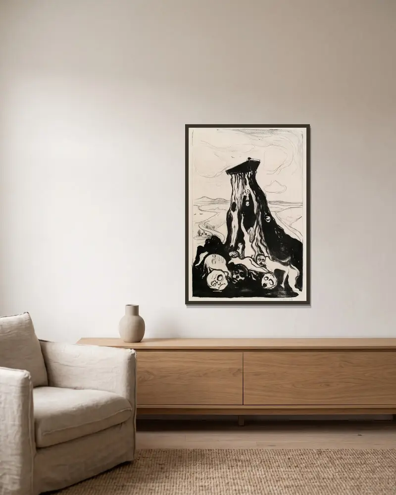 Pohřební pochod, Edvard Munch v rámu na stěně