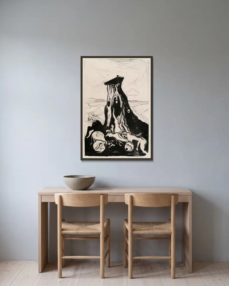Pohřební pochod, Edvard Munch v rámu na stěně