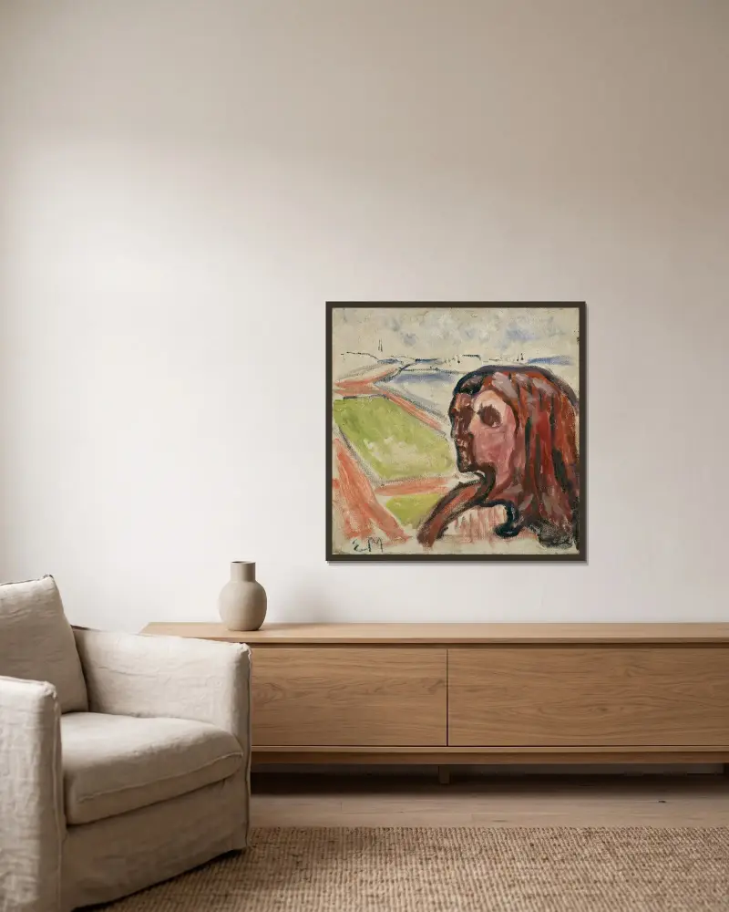 Głowa przy głowie w krajobrazie, Edvard Munch w ramie na ścianie