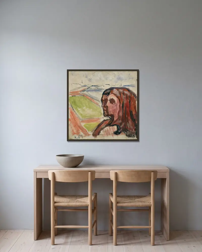 Głowa przy głowie w krajobrazie, Edvard Munch w ramie na ścianie