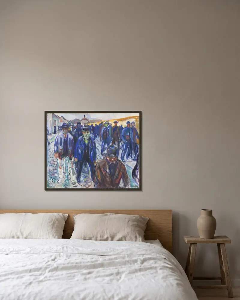 Powracający robotnicy, Edvard Munch w ramie na ścianie