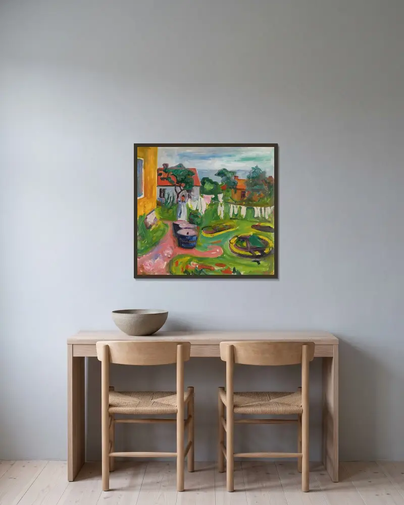 Pranie w Åsgårdstrand, Edvard Munch w ramie na ścianie