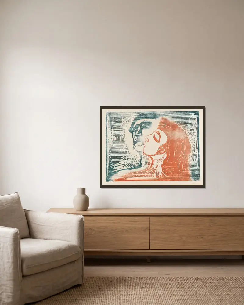 Hlava vedle hlavy, Edvard Munch v rámu na stěně