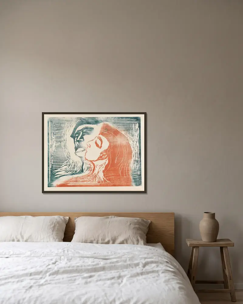 Hlava vedle hlavy, Edvard Munch v rámu na stěně