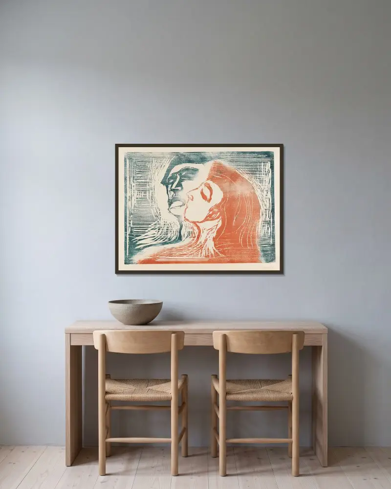 Hlava vedle hlavy, Edvard Munch v rámu na stěně