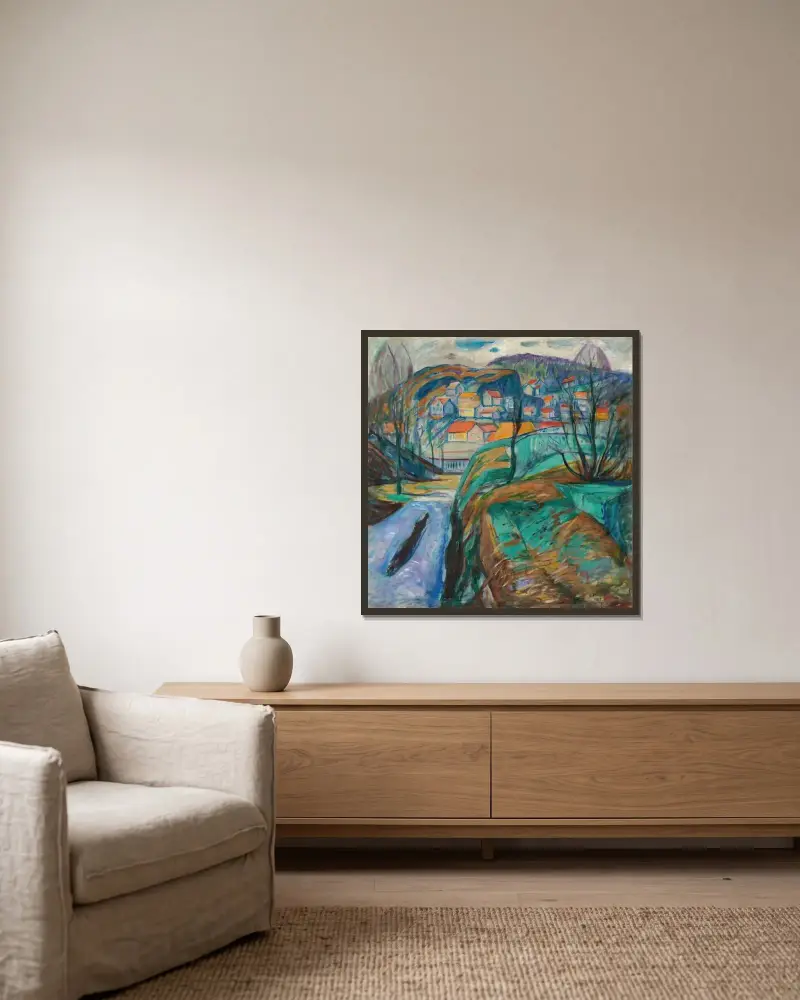 Kragerø na wiosnę, Edvard Munch w ramie na ścianie