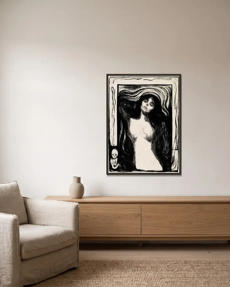 Madonna – Nr. 1, Edvard Munch v rámu na stěně