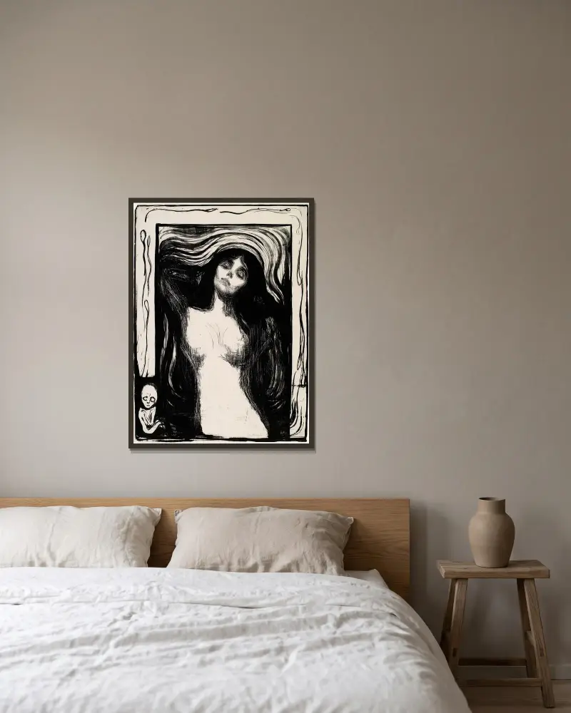 Madonna – Nr. 1, Edvard Munch v rámu na stěně