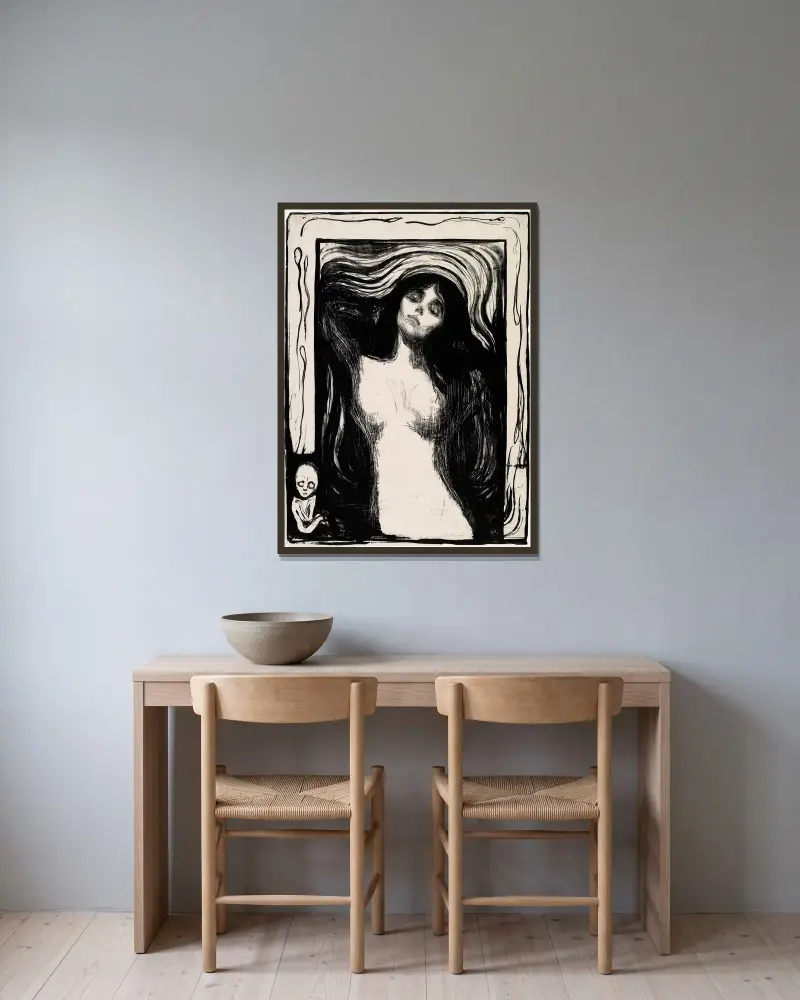 Madonna – Nr. 1, Edvard Munch v rámu na stěně