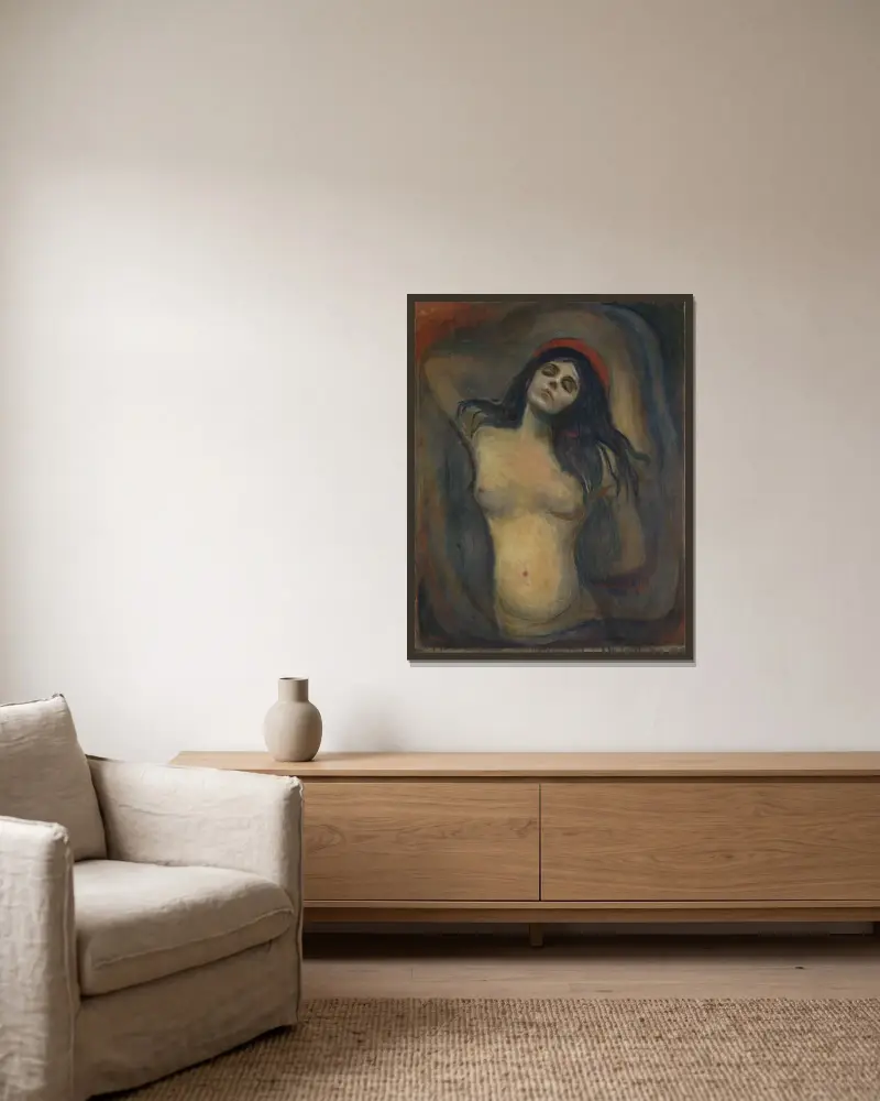 Madonna, 1894 von Edvard Munch gerahmt an einer Wand