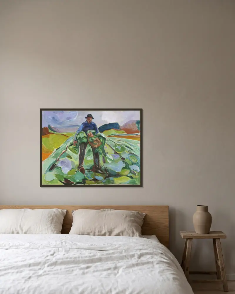 Muž na zelné zahradě, Edvard Munch v rámu na stěně