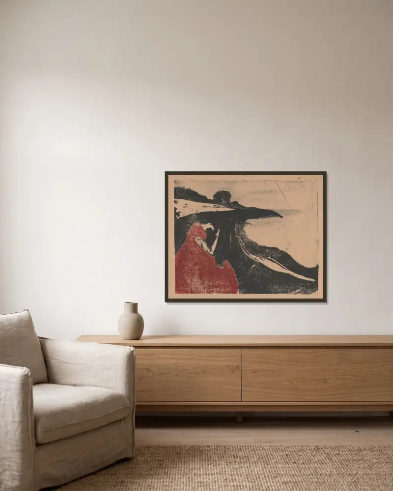 Melancholie II, Edvard Munch v rámu na stěně
