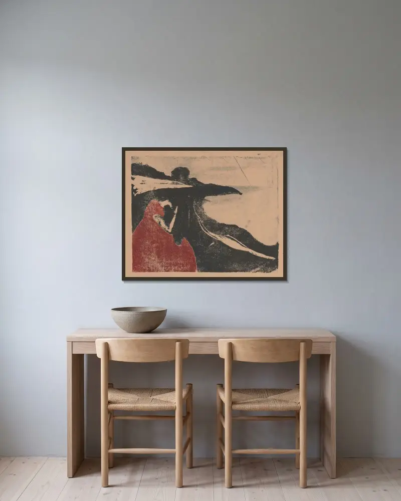 Melancholie II, Edvard Munch v rámu na stěně